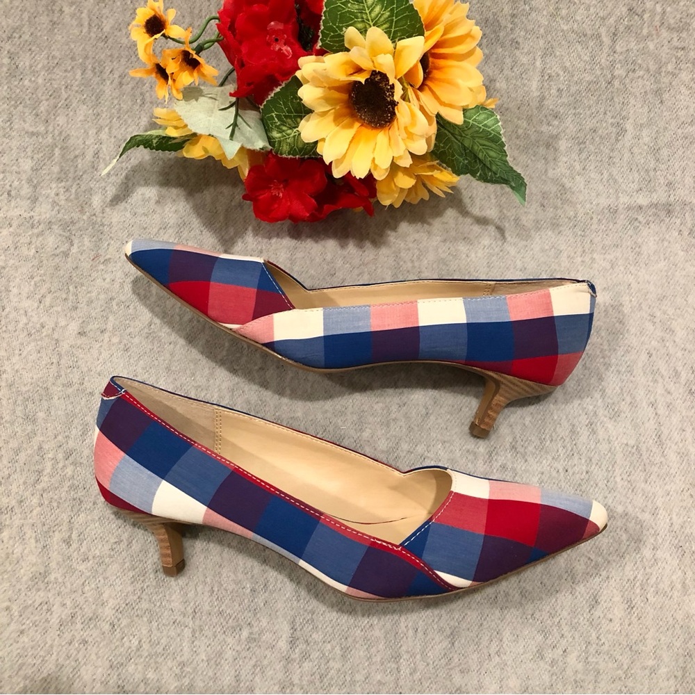 NWT - Sole Society Red, White, & Blue Kitten Heel Pumps